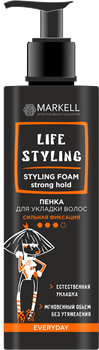 MARKELL Professional Пенка д/укладки волос СИЛЬНОЙ ФИКСАЦИИ 195 мл 4810304019532 - фото 62725