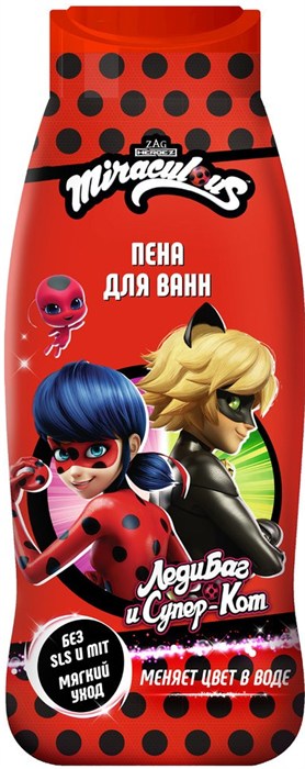 Леди Баг и Супер-Кот Пена для ванн меняет цвет в воде 400 мл 4640130795030 - фото 69173