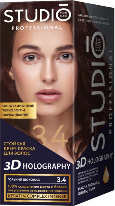 HOLOGRAPHY Краска 3D для волос 3.4 горький шоколад 4690494003074