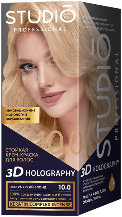 HOLOGRAPHY Краска 3D для волос 10.0 Экстра яркий блонд 4630274250229
