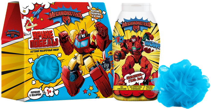 МЕГАМОНСТРЫ НАБОР ЯРКИЕ ПОБЕДЫ Шампунь-Гель250+Мочалка 4630274257297