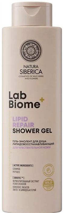 LAB Biome+ Гель-эмолент д/душа «Липидовосстанавливающий» д/чувствит.кожи, 500мл 4630121116579