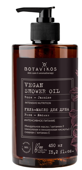 BOTAVIKOS Гель-Масло для душа РОЗА-ЖАСМИН питание 450 мл 4640001819926