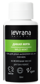 LEVRANA МИНИ Гель для душа 2в1 ДИКАЯ МЯТА, мужской 50мл. 4610266843769