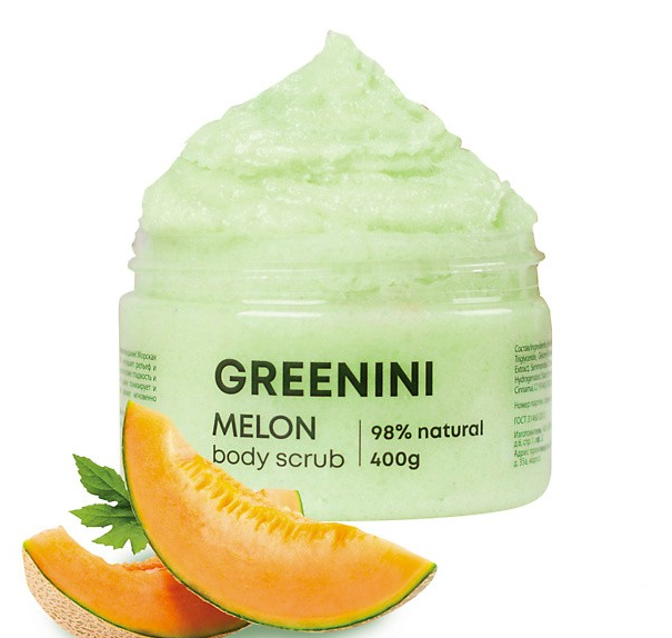 GREENINI BODY Скраб для тела ДЫНЯ обновление и тонус 400 мл 4640145089469 - фото 68391