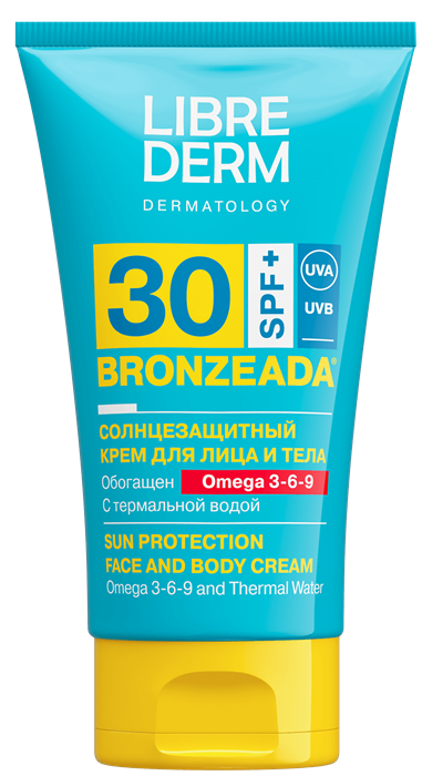 LIBREDERM BRONZEADA Крем солнцезащ.SPF30 Omega3-6-9 для лица и тела 150 мл 4630055160068 - фото 68470