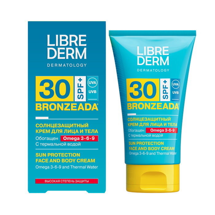 LIBREDERM BRONZEADA Крем солнцезащ.SPF30 Omega3-6-9 для лица и тела 150 мл 4630055160068 - фото 68705