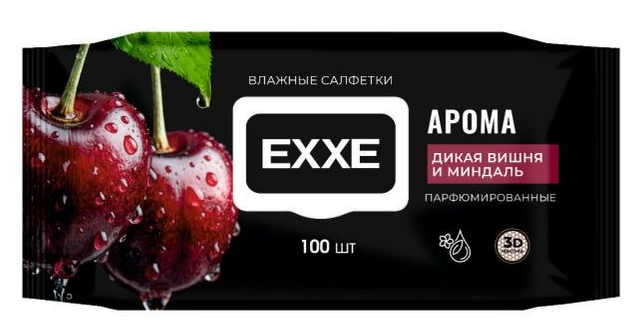 EXXE Салфетки влажные ДИКАЯ ВИШНЯ и МИНДАЛЬ 100 шт 4620739987845