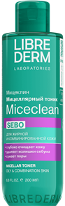 LIBREDERM MICECLEAN SEBO мицеллярный тоник для жирной и комбинированной кожи 200 мл 4620002184926